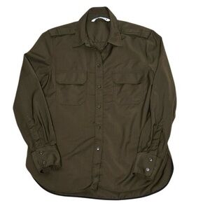 Zara Women's Utility Military
Button Down Shirt Olive Green
Epaulettes Pockets